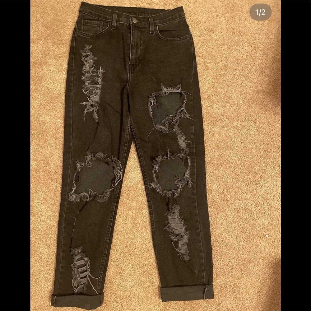 Vibrant MIU black ripped jeans